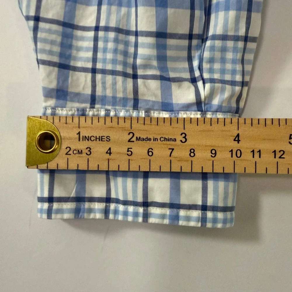 Polo Ralph Lauren Mens XLT Blue White Plaid Cotton Stretch Button Down Shirt